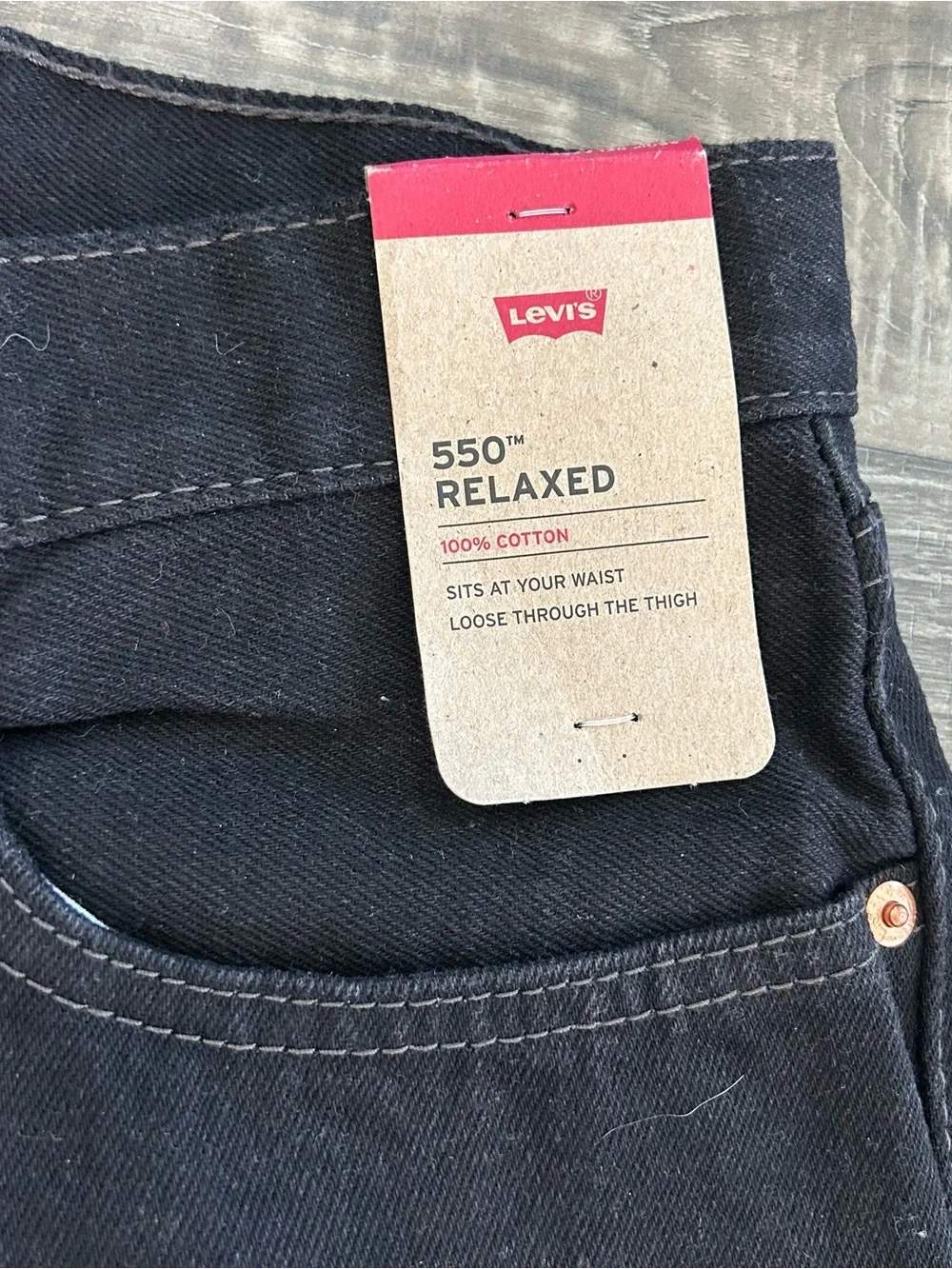 42x32 NWT Levi’s 550 Relaxed Jeans Mens Black Tapered Leg 100% Cotton 0055